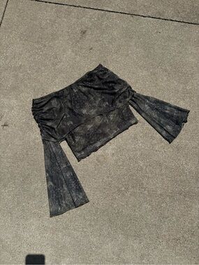 ROMWE Olive Green Mesh Layered Top